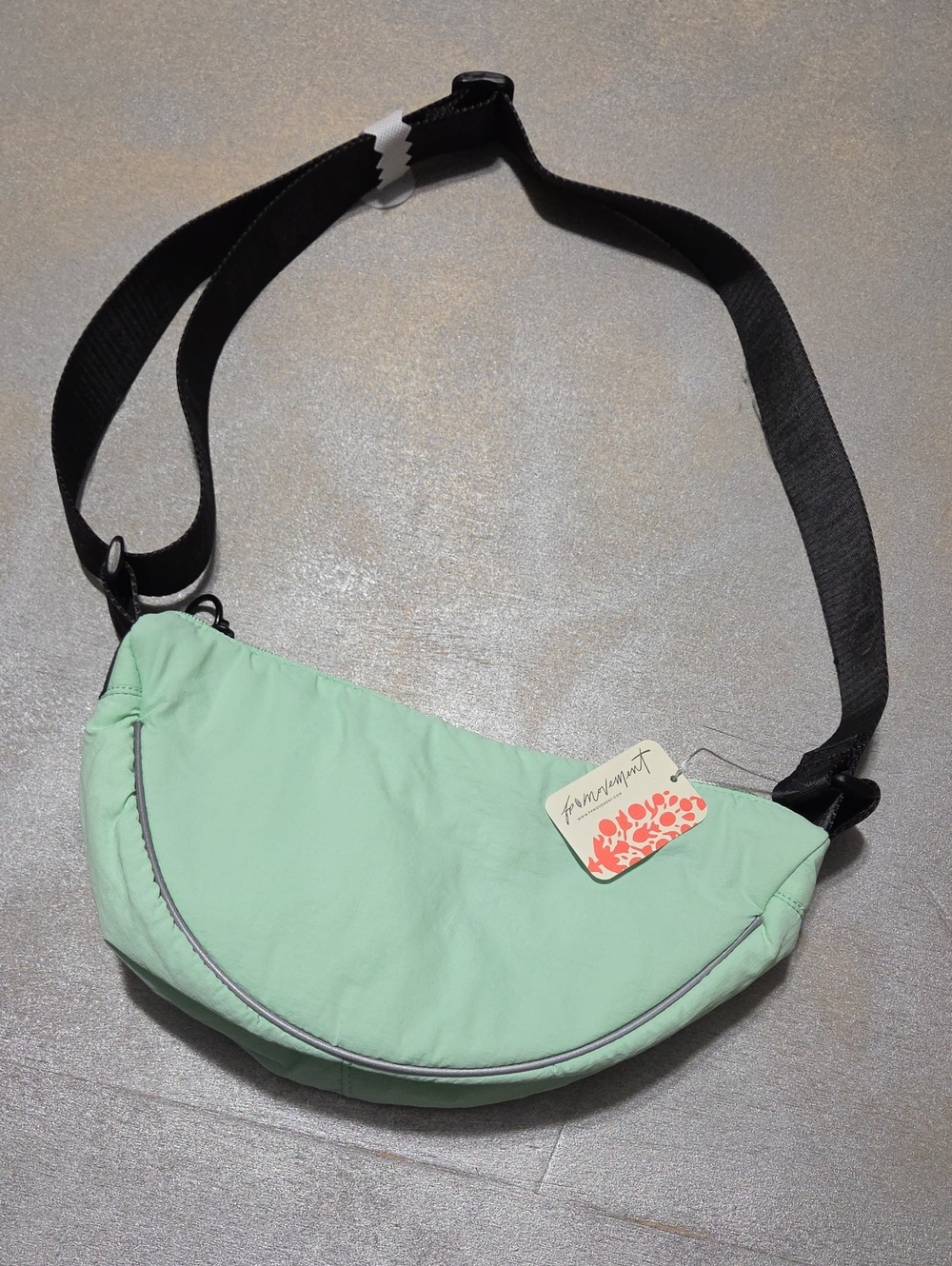 Free People Mint Crescent Crossbody with Black Strap